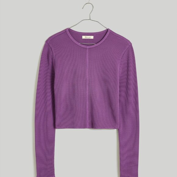 Madewell Waffle Knit Crewneck Cropped Tee - size L - Picture 1 of 6